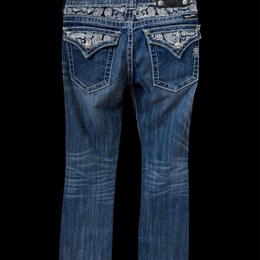 Miss Me Blue Jeans with Silver Accents - Picture 2 of 5